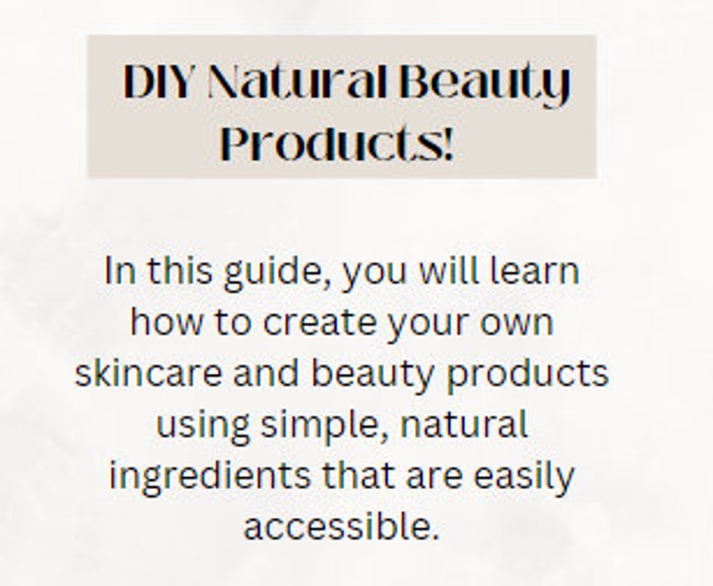 How to Guide  Learn DIY  Natural Beauty Products  PDF Instant digital  Download  Ebook  Digital Download  Printable Ebook  Skincare