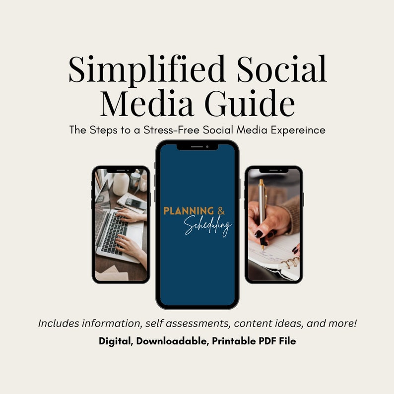 Simplified Social Media Guide  Tips for Easy Social Media  Quizzes  Worksheets  Content Ideas  For Business Owners  Template Digital Product