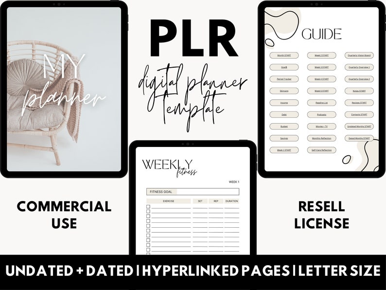 PLR Resell Digital Planner Canva Template Editable Commercial Use Planner Digital Hyperlinked Canva Template Resell Instant Download