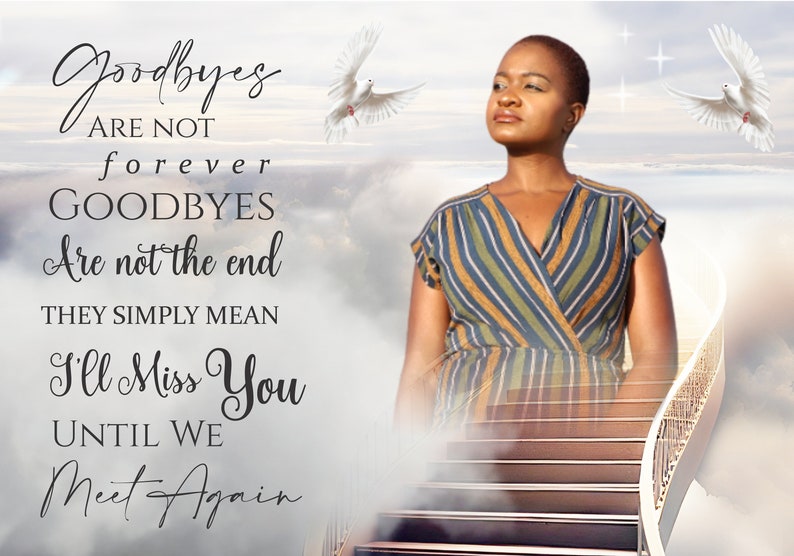 Memorial Poem PNG  Add Pictures and Names  In loving Memory PNG  Goodbyes Are Not Forever  Funeral Card Template  Instant Download  3 Files