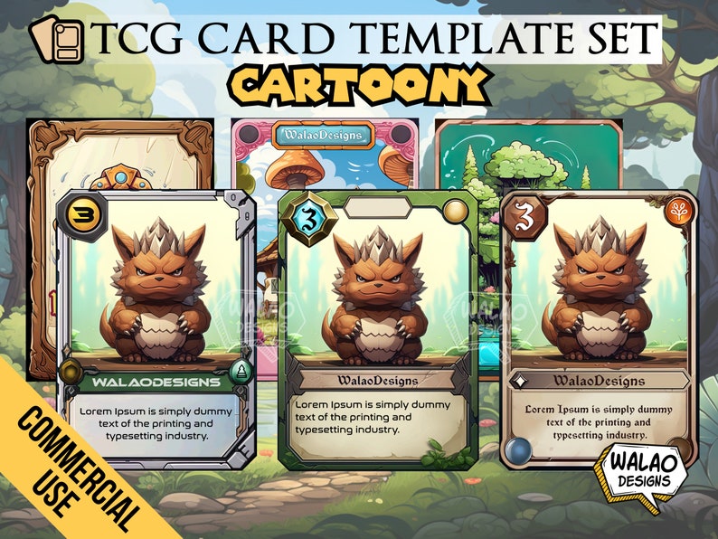 TCG Cartoon Card Template Set  PNG  Digital Download