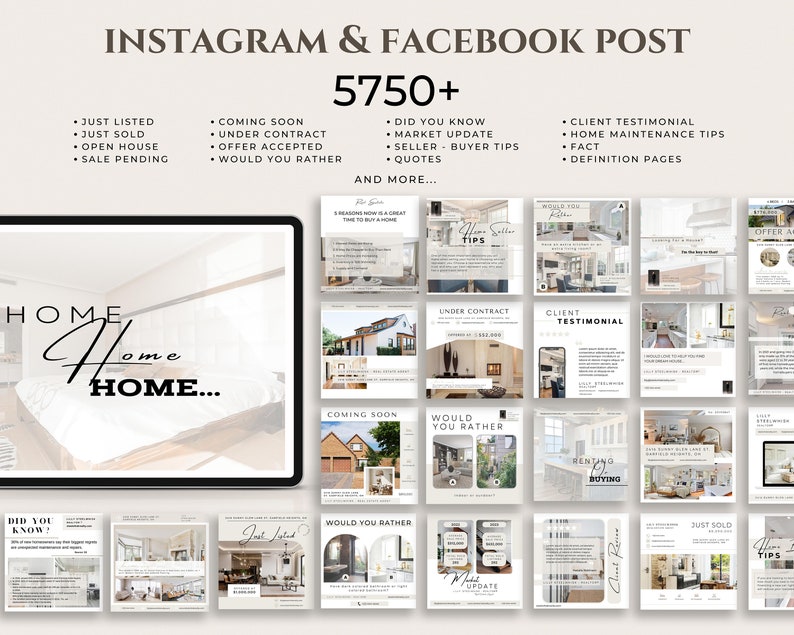 13000 Real Estate Templates Social Media Instagram Facebook Posts Marketing Mega Bundle  Realtor Marketing and Branding