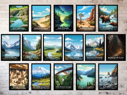 US National Parks Posters Set of All 63 National Parks Posters Prints Living Room Wall Art Digital Download Poster National Park Art Prints