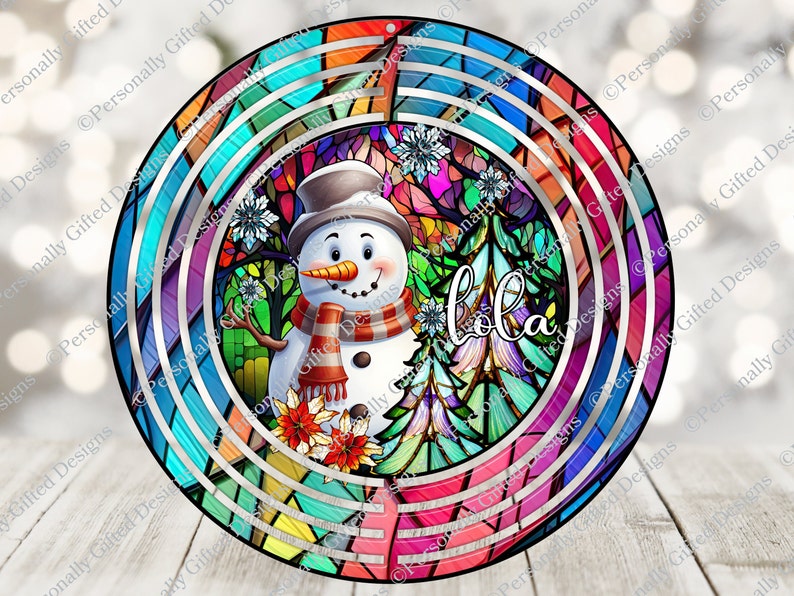Christmas Snowman Wind Spinner Design Digital Download  Snowman Wind Spinner PNG  Snowman Design  Colourful Pattern  Christmas Snowman PNG