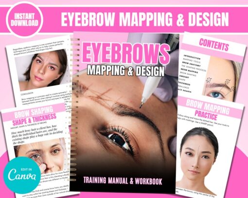 Brow Mapping Manual  Eyebrow Design Training Guide  Canva Editable Course  Ebook  Tutorial  Lesson  Trainer  Educator  Learn  Teach