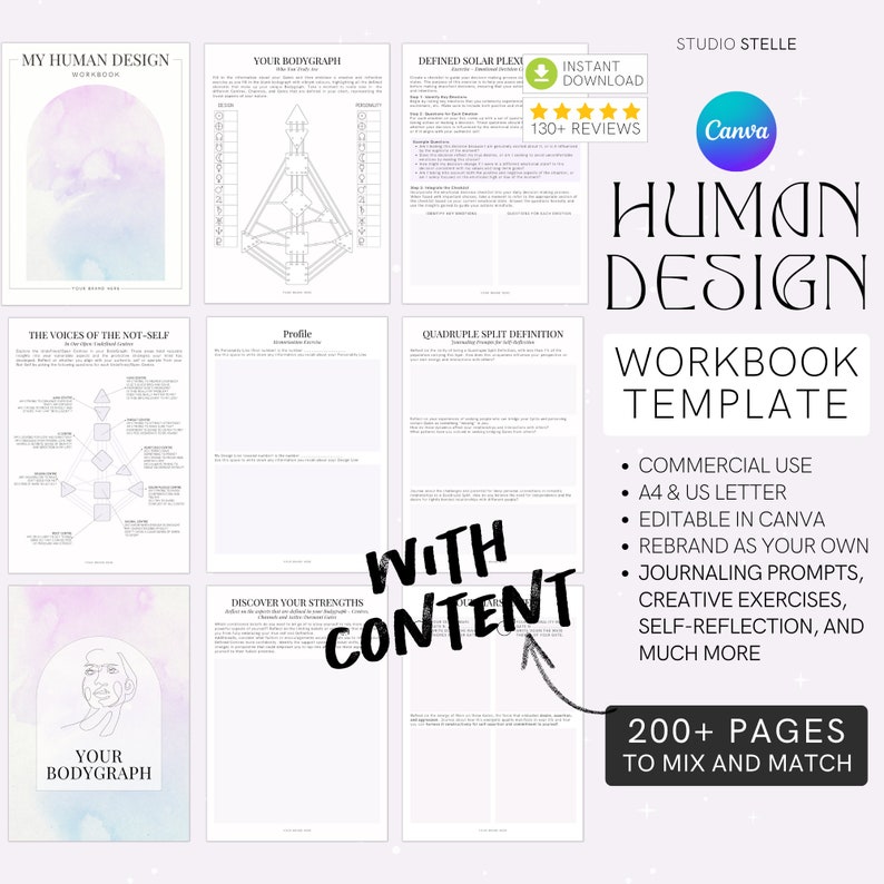 Human Design Template Workbook  Canva Human Design Handbook Template Diseño Humano Workbook  Template Human Design Vorlage Human Design
