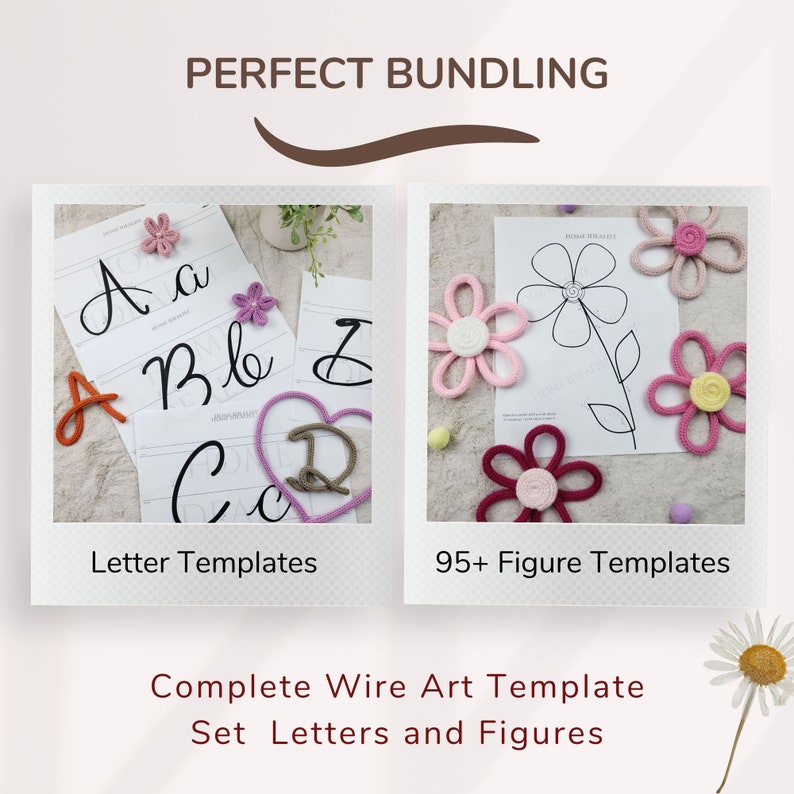 Wire Art Template Bundle   Uppercase  Lowercase Letters and 100 Figures  Instant Digital PDF Download