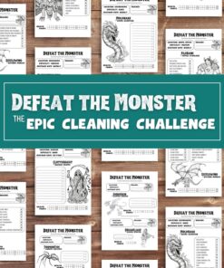 ADHD Cleaning Checklist ADHD kids chore list printable dnd chore game house cleaning challenge download adult monster cleaning game  dragon