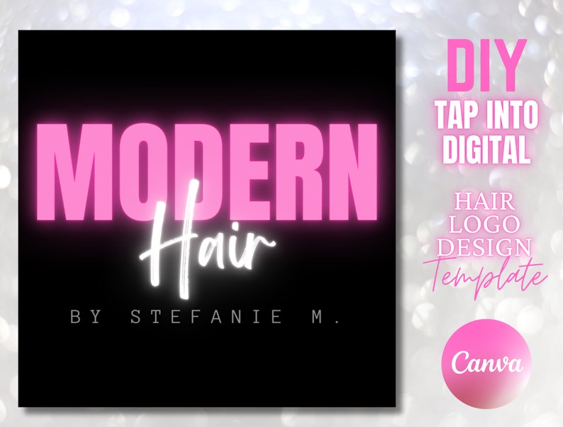 DIY Hair Logo Template Business Canva Logo Design Instagram Flyer Salon Makeup Lash Nail Pink Shop Design Website Templates Digital Download