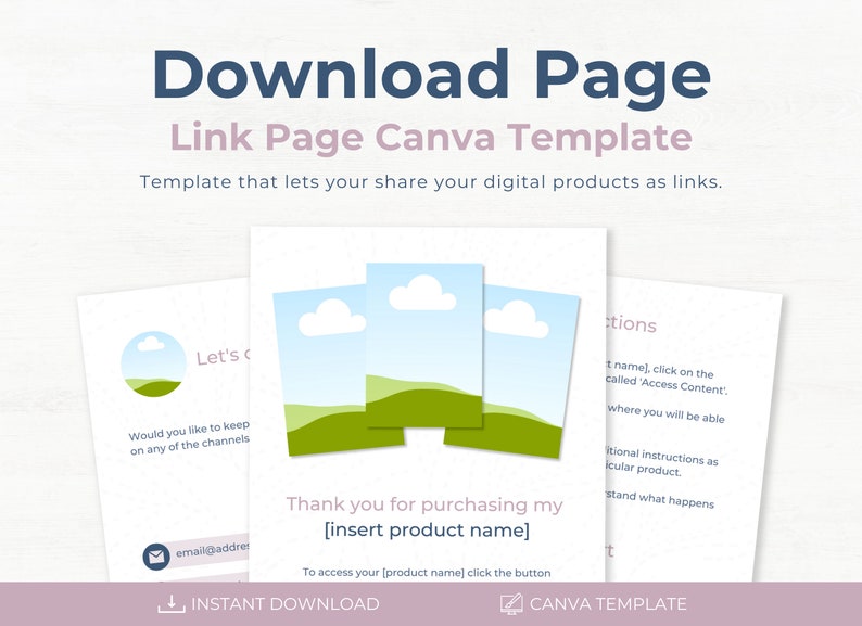 Download Link Page Template   Canva Template for Selling Digital Products via Links