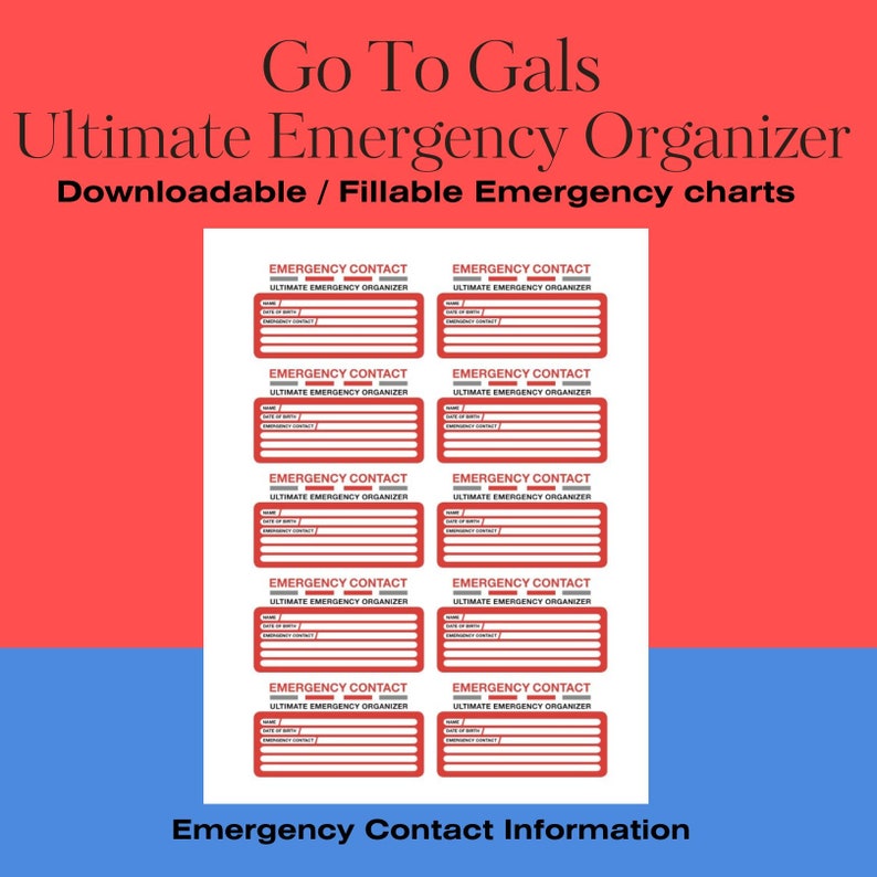 The Go To Gal s Emergency Contact Info Sheet   Printable Fillable Digital Download