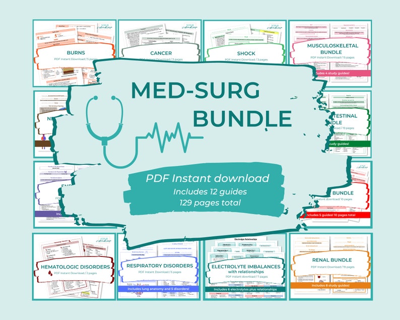 Med Surg Study Guide Bundle  Medical Surgical  Nursing study guide  Digital Download  Nursing study sheets