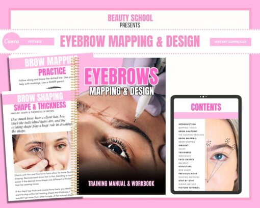 Brow Mapping Manual  Eyebrow Design Training Guide  Canva Editable Course  Ebook  Tutorial  Lesson  Trainer  Educator  Learn  Teach