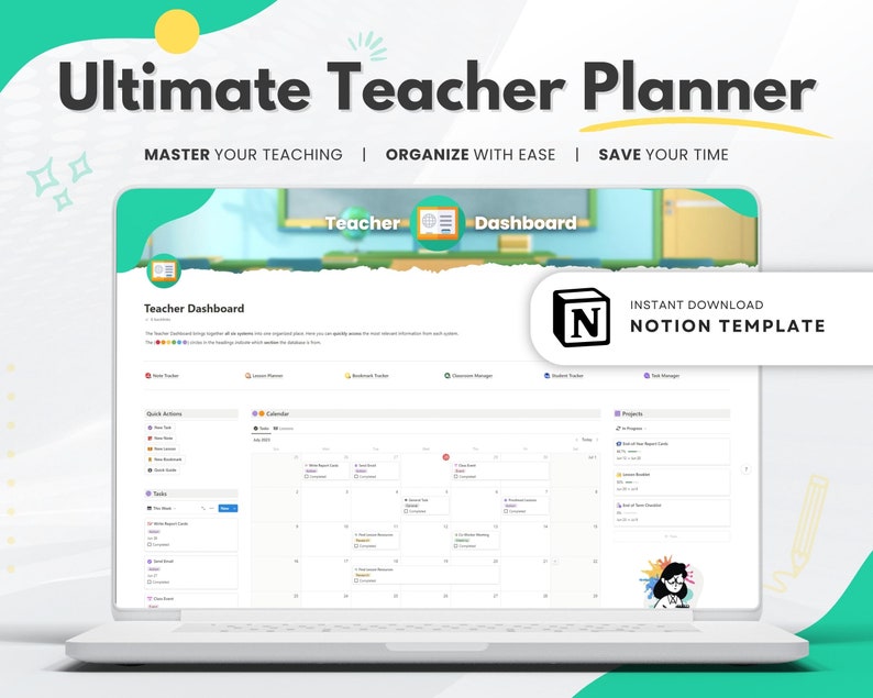 Digital Teacher Planner  Notion Template  Academic  Lesson Planning  Digital Planner