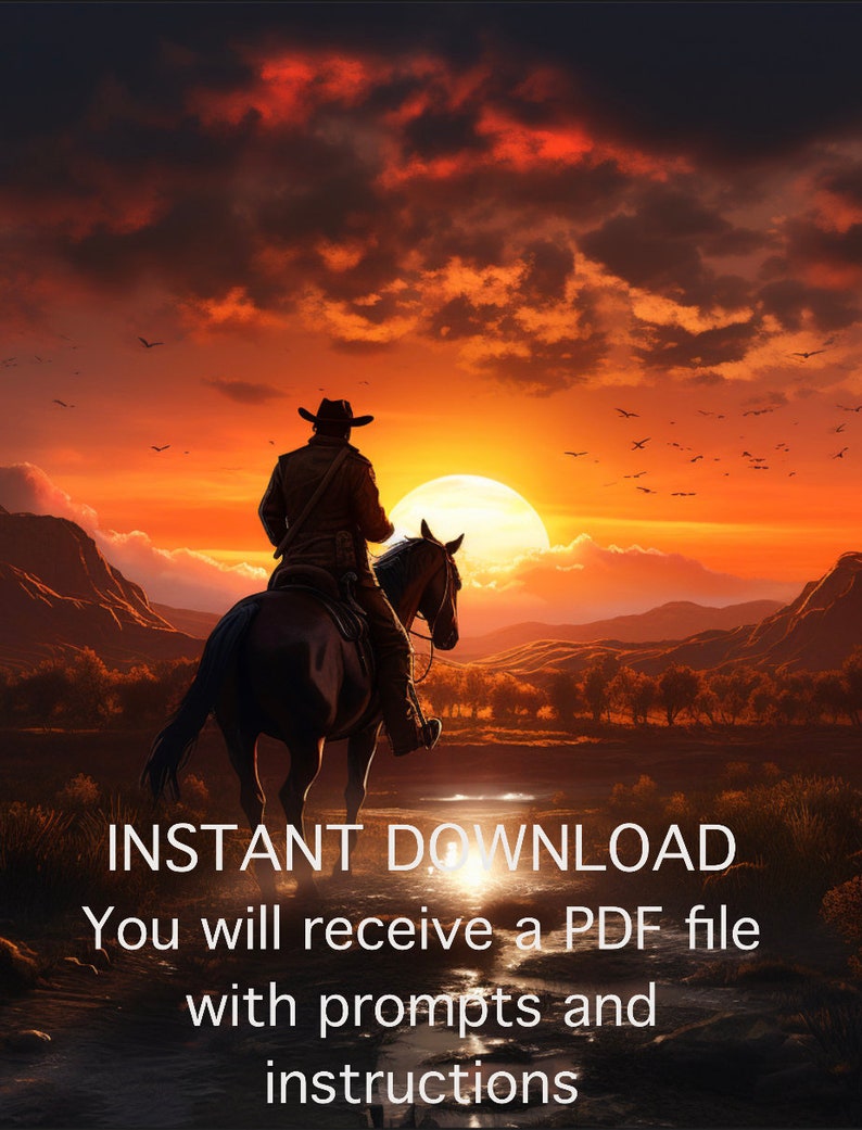 DIGITAL  Wild West prompts for Midjourney  ai prompts  download  digital guide  western scenes  pdf  desert  prairie  AI Art Prompt