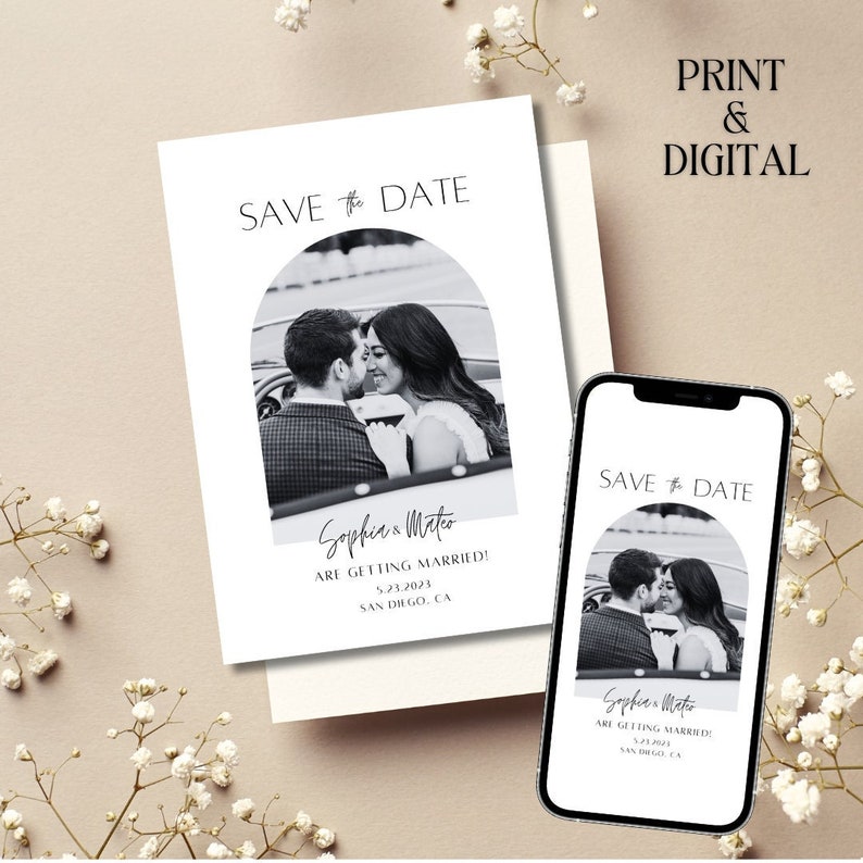 Minimalist Save The Date Template  Digital  Print Versions  Electronic Save the Date  Text Message  E Invite  Instant Download
