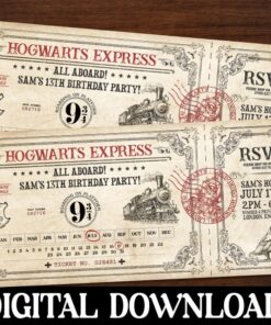 Editable Wizard Train Ticket Invitation  Printable Digital Download Ticket Template  Downloadable Express