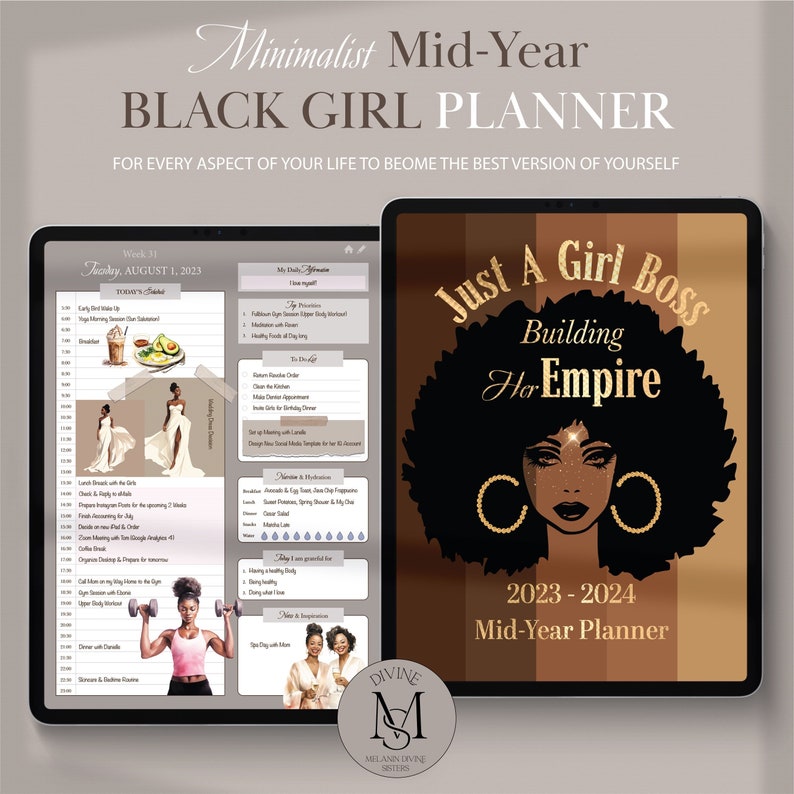 Minimalist Digital Black Girl Planner  Academic Planner 2023 2024  Daily  Weekly  Monthly Planner  Notability  GoodNotes