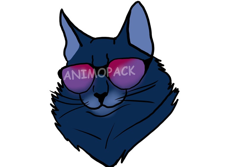 Blue Cat Design instant download PNG digital wall art