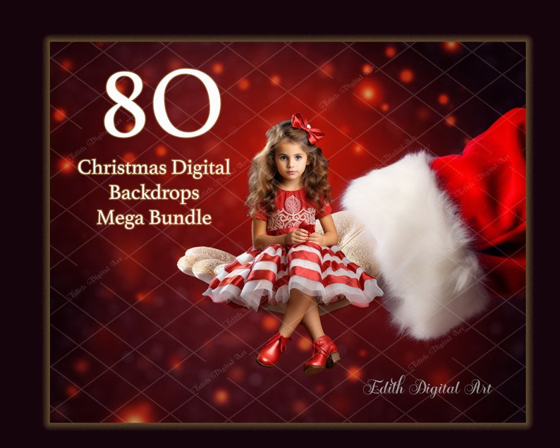 80 Christmas Digital Backdrops For Photography  Fantasy Xmas Bundle Photo Templates for Kids Or Pets  Christmas Backdrops Digital Download