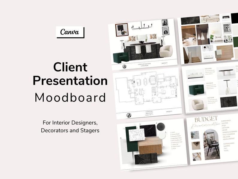 Client Presentation Template   Interior Design Moodboard   Canva Template   Interior Designer